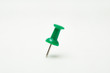 canvas print picture - Close up of Green pin  on white background
