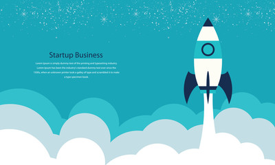 Flat design concept of startup, launch product or service. Vector illustration for website banner