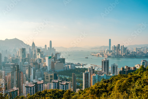 Hong Kong City skyline , and Kowloon and HongKong Island - Canvas Print