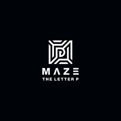 Wall Mural - maze logo design alphabet vector