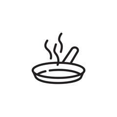 Frying pan thin line icon. Roasting, food preparation, kitchen utensil isolated outline sign. Cooking concept. Vector illustration symbol element for web design and apps