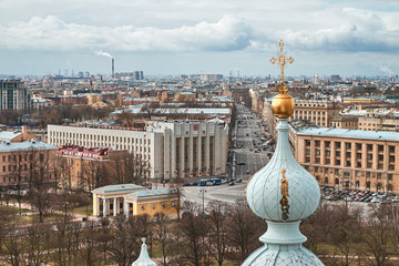 Wall Mural - Smolny Cathedral and The City of Saint Petersburg, Russia