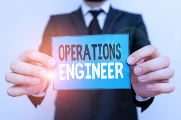 Poster - writing note showing operations engineer. business concept for analyze and design operation that wil