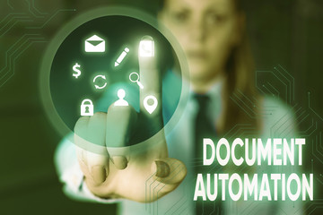 Poster - conceptual hand writing showing document automation. concept meaning workflows that assist in creati