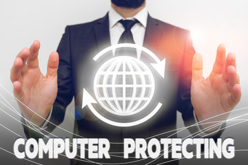 Wall Mural - Text sign showing Computer Protecting. Business photo text protecting computer against unauthorized intrusions