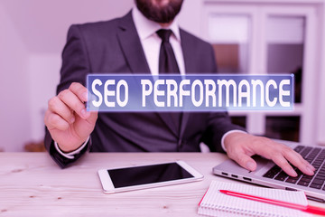 Aufkleber - writing note showing seo perforanalysisce. business concept for increase the quantity and quality of
