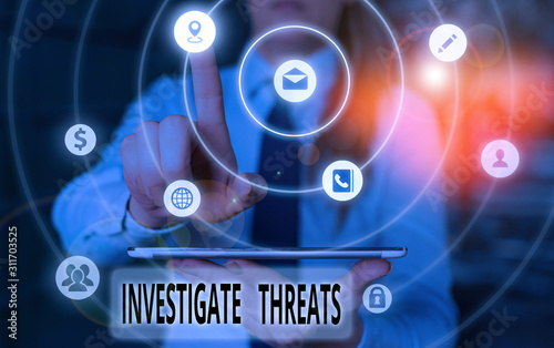 Fotomural Text sign showing Investigate Threats
