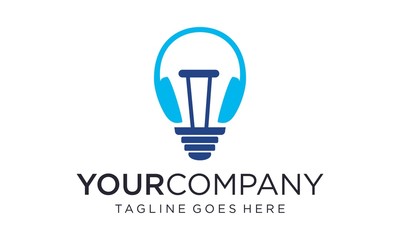 Wall Mural - Light bulb and headphone for logo design vector editable