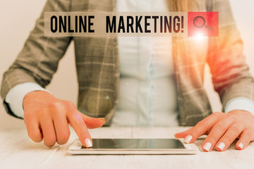 Poster - conceptual hand writing showing online marketing. concept meaning leveraging web based channels spre