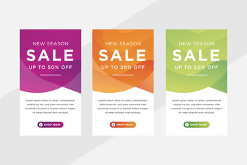 Poster - gradient Big Sale. Standard size web banners set. Vector Web Banners. vertical banner with gradient purple, orange and green colors. new season sale special offer design layout. 