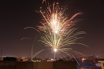 A night of fireworks in the sky