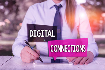 Poster - handwriting text digital connections. conceptual photo the online way to explore and build relations