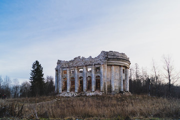 Wall Mural - Old ruined church. ancient abandoned building landscape