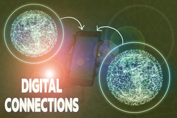 Poster - conceptual hand writing showing digital connections. concept meaning the online way to explore and b