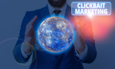 Poster - conceptual hand writing showing clickbait marketing. concept meaning online content that aim to gene
