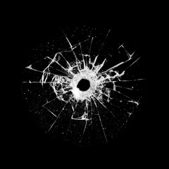 Poster - broken glass with cracks isolated on a black background