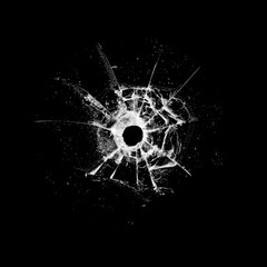 Poster - broken glass with cracks isolated on a black background