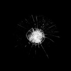 Poster - broken glass with cracks isolated on a black background