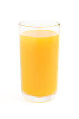 Wall Mural - Glass of fresh orange juice isolated on white background