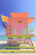 Colorful lifeguard hut at Miami Beach