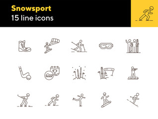 Poster - Snowsport thin line icon set