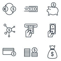 Aufkleber - Money Movement Set icon template color editable. Money Movement pack symbol vector sign isolated on white background illustration for graphic and web design.