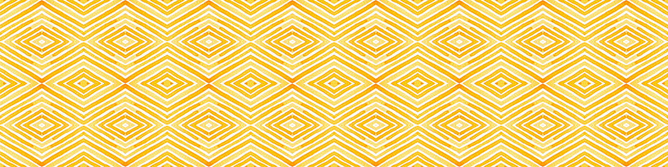 Poster - Orange Seamless Border Scroll. Geometric Watercolo