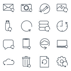 Poster - Backup, Restore data and recover document Set icon template color editable. Recovery line pack symbol vector sign isolated on white background illustration for graphic and web design.
