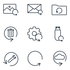Leinwandbilder - Backup, Restore data and recover document Set icon template color editable. Recovery line pack symbol vector sign isolated on white background illustration for graphic and web design.