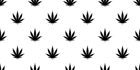 Wall Mural - Weed seamless pattern Marijuana vector cannabis leaf scarf isolated repeat wallpaper tile background illustration design