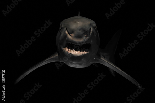 Angry shark with sharp teeth Poster Mural XXL