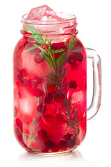 Sticker - Iced rosemary cranberry drink jar, paths