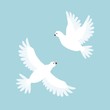 Decorative white dove. Pingeon bird. Flying in sky. Cute cartoon flat design.