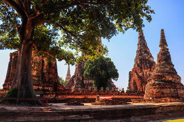 A beautiful view of Wat Chai Wattanaram temple in Ayutthaya, Thailand.