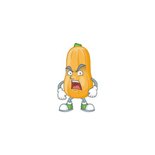 Angry Face Of Butternut Squash Cartoon Character Style