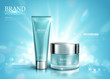 Shimmering blue cosmetic set ads