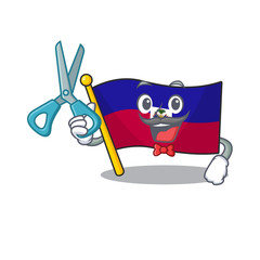 Sticker - Funny Barber flag haiti Scroll cartoon character design style