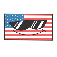 Canvas Print - Cool sunglasses american flag cartoon illustration