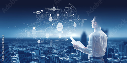 Cuadros en Lienzo Global networking concept as concept for technology and business