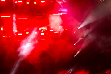 Red light on a rock concert stage as background