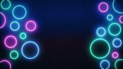 Wall Mural - abstract retro sci-fi neon bright lens flare colored on black background. laser show colorful design