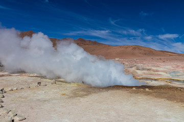 Geyser and hot spring on the altiplano in Bolivia