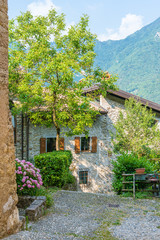 The picturesque village of Canale di Tenno, in the Province of Trento, Trentino Alto Adige, Italy.