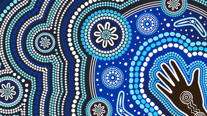 Wall Mural - Aboriginal dot art vector background