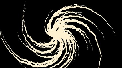 Poster - Abstract spiral rotating glowing lines of white color on black background. Animation. Beautiful blue spinning vortex of bended lines, monochrome.