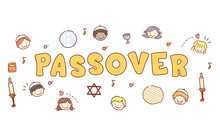 Stickman Kids Passover Lettering Illustration