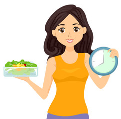 Wall Mural - Teen Girl Food Clock Intermittent Fasting