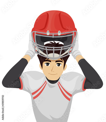 Teen Boy Wear Safety Sport Equipment Illustration