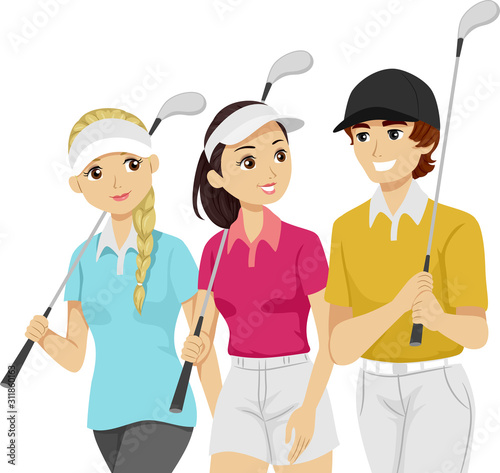 Teens Sports Club Golf Illustration