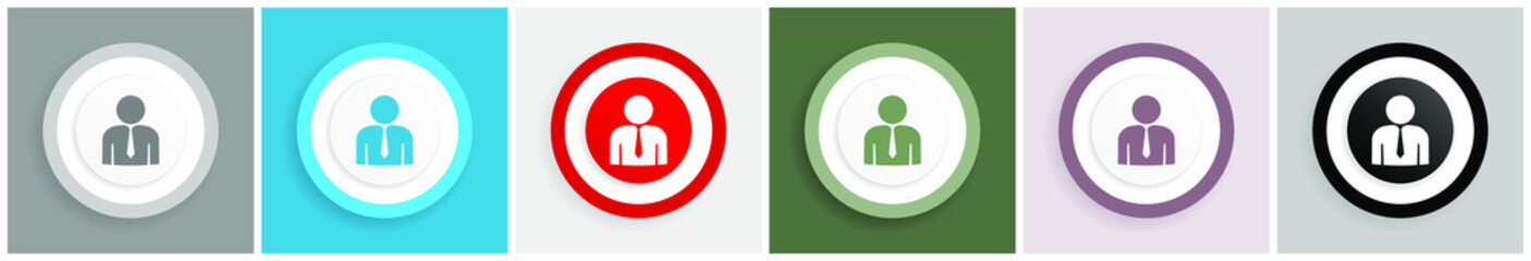 Aufkleber - Man icon, businessman, male vector illustrations in 6 colors options for web design and mobile applications in eps 10
